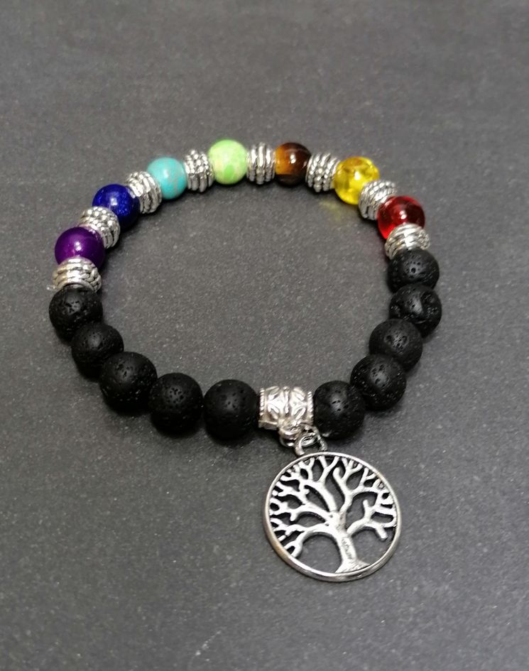 Livets träd / Chakra Armband  med Lavasten - Justerbar - 2
