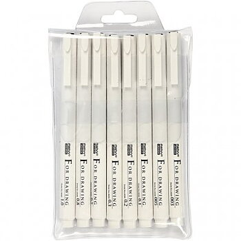 Fine Line Svart Textpenna - Marvy Uchida - 8 st - 0,03-1,0 mm