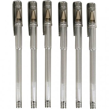 Gel kulspetspennor- 6 st - Spets 0,8 mm - Silver