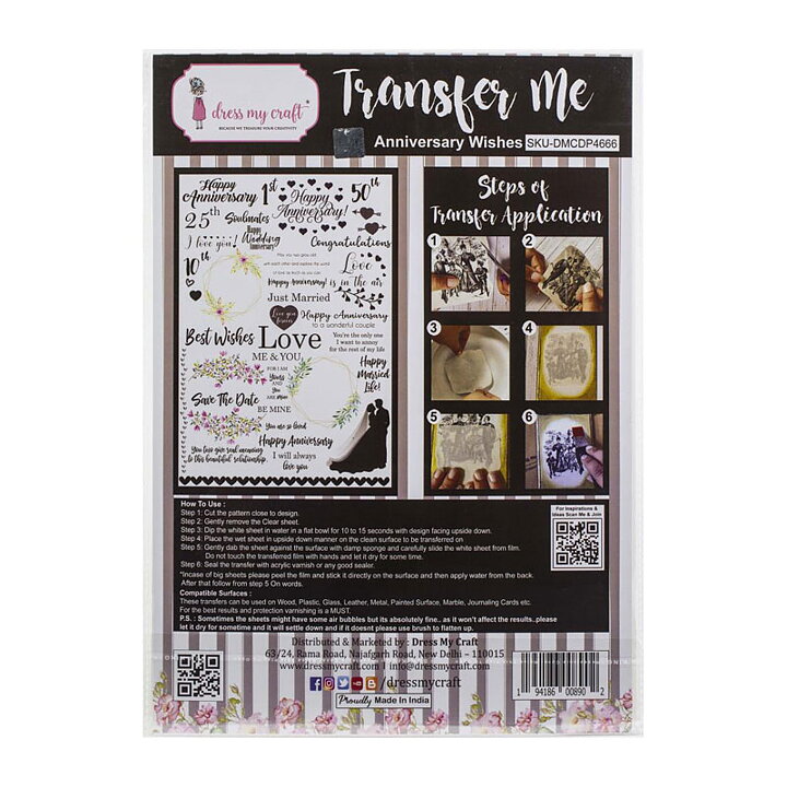 Dress My Craft Transfer Me Sheet - Anniversary Wishes