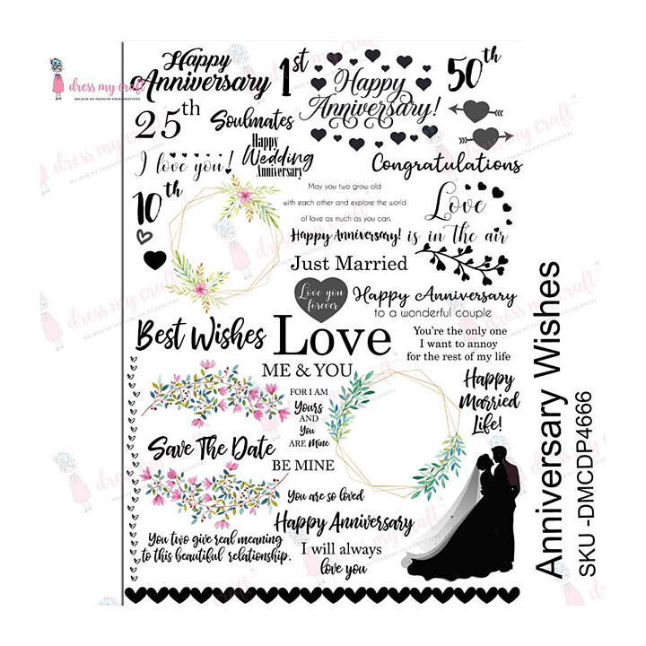 Dress My Craft Transfer Me Sheet - Anniversary Wishes