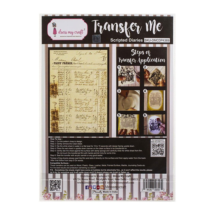 Dress My Craft Transfer Me Sheet - Scripted Diaries