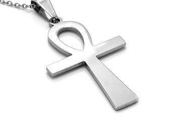 Ankhkors Halsband i Rostfritt Stål, Egyptisk Symbol för Livet Accessoar, Ankh Smycke