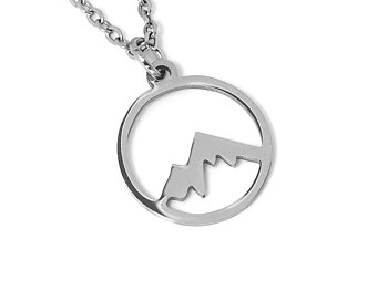 Bergstopp Halsband i Rostfritt Stål, Bergsbestigare Hänge, Natur Accessoar, Berg Smycke
