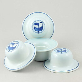 Stig Lindberg (Ming 1979) Four Egg Cups with Blue Decor