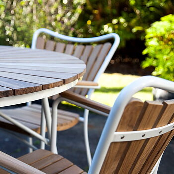 Runt teakbord  110 cm Ellen teak / vit Cinas