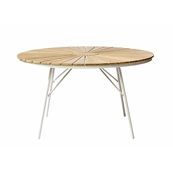 Runt teakbord  130 cm Ellen teak / vit Cinas