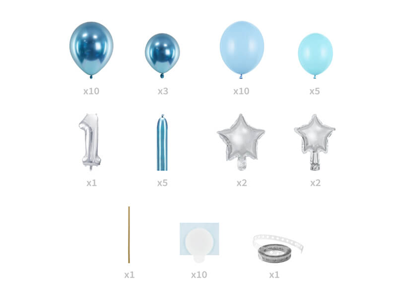 Ballongbukett Ett -årskalas Blå Silver  - 2
