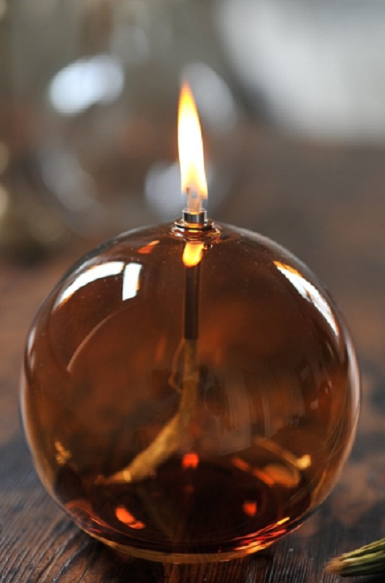 Oljelampa glas - Rund - Ljus Amber - Ø20 cm - 2