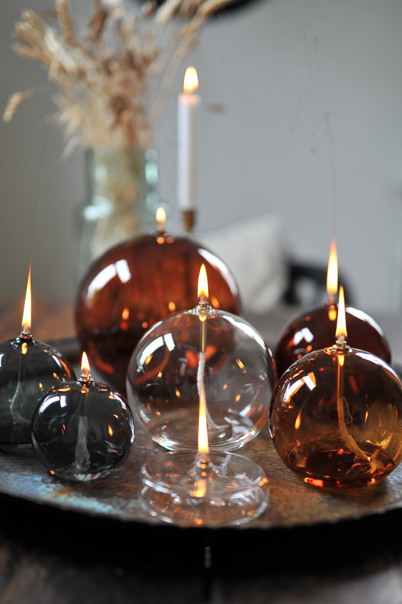 Oljelampa glas - Rund - Ljus Amber - Ø20 cm - 4