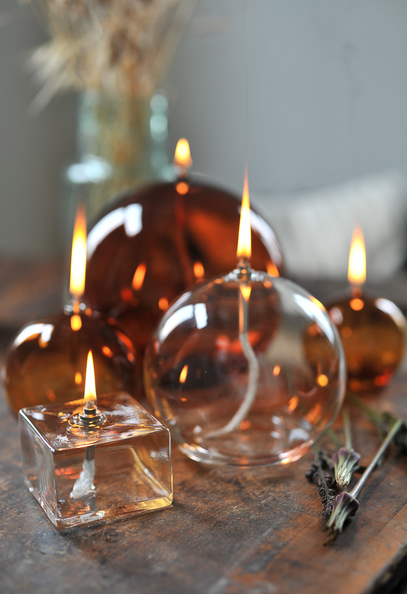 Oljelampa glas - Rund - Ljus Amber - Ø20 cm - 3
