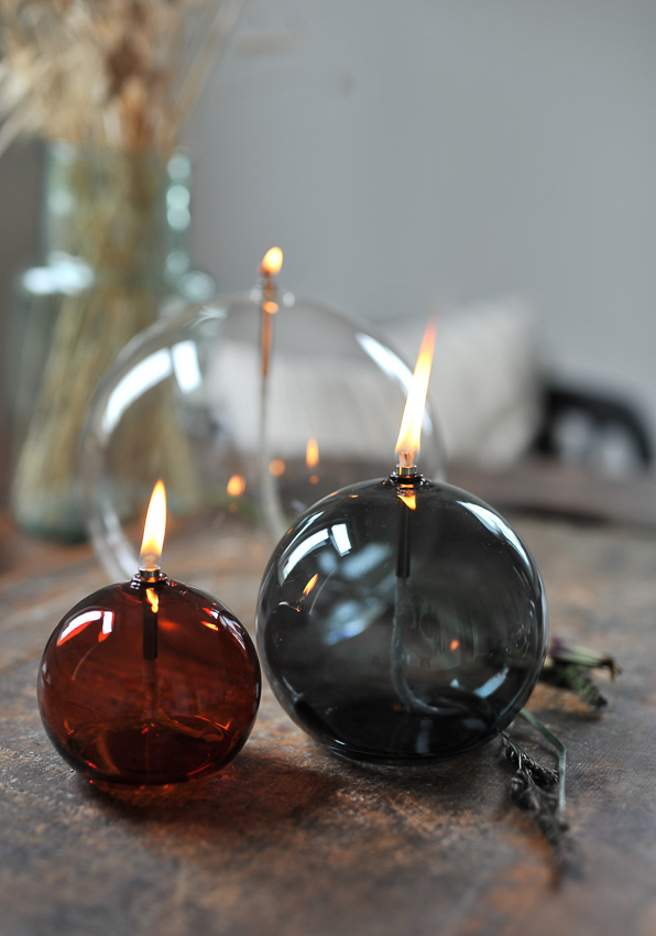 Oljelampa glas - Rund - Grå - Ø11 cm - 4