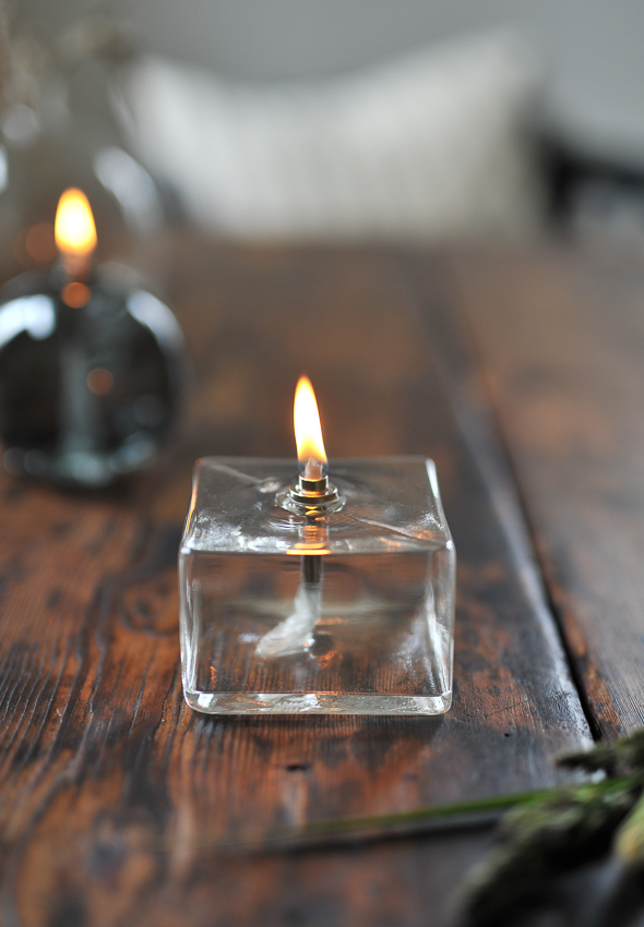 Oljelampa glas - Kub - Klar - 7,5x8 cm - 2