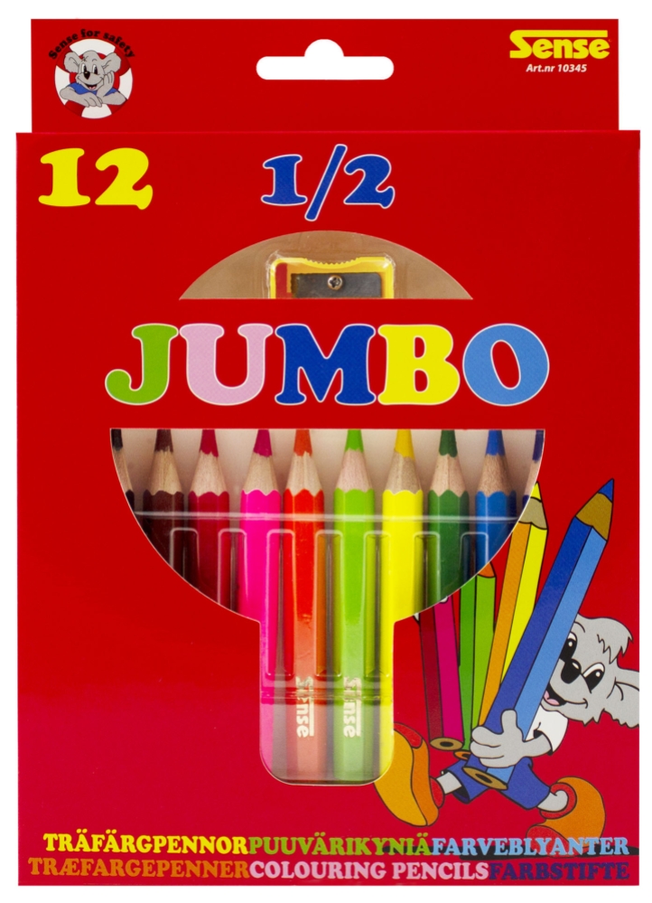 Sense Träfärgpennor 1/2 Jumbo, 12-Pack