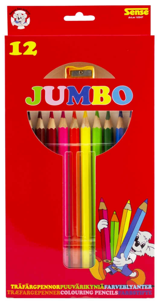 Sense Träfärgpennor Jumbo, 12-Pack