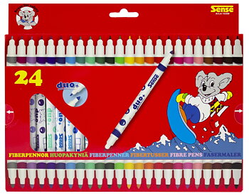 Sense Fiberpennor Dubbelspets 24-Pack