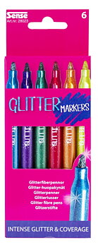 Sense Glitter Fiberpennor 6-P