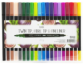 Sense Fineliner, Twin Tip,  20-Pack