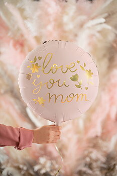 Folieballong Love you mom, 45 cm, pink