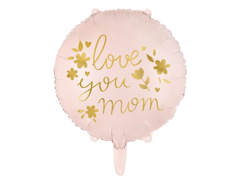 Folieballong Love you mom, 45 cm, pink