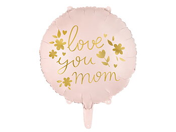Folieballong Love you mom, 45 cm, pink