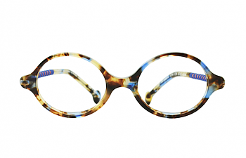 Eyelet Eyewear ARTY barnglasögon - ovala glasögon i brunt och blått - komplett båge - fram