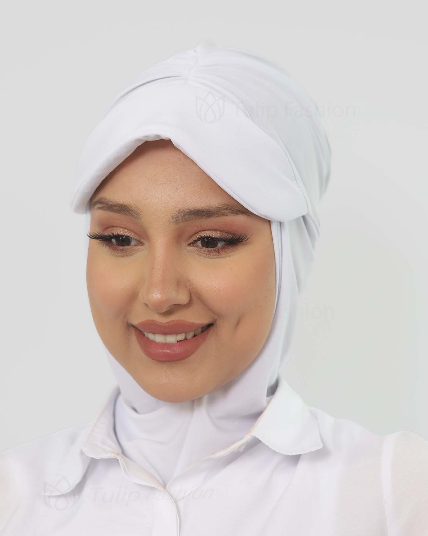 Hijab - Lycra With Cap - White - Tulip 