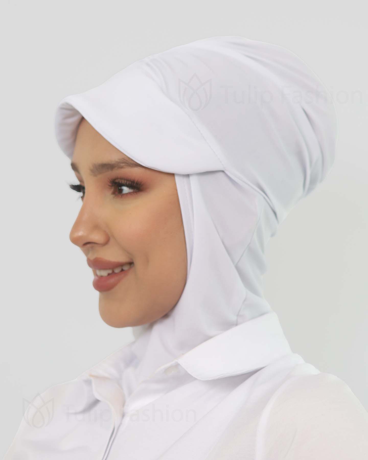 Hijab - Lycra With Cap - White - Tulip 
