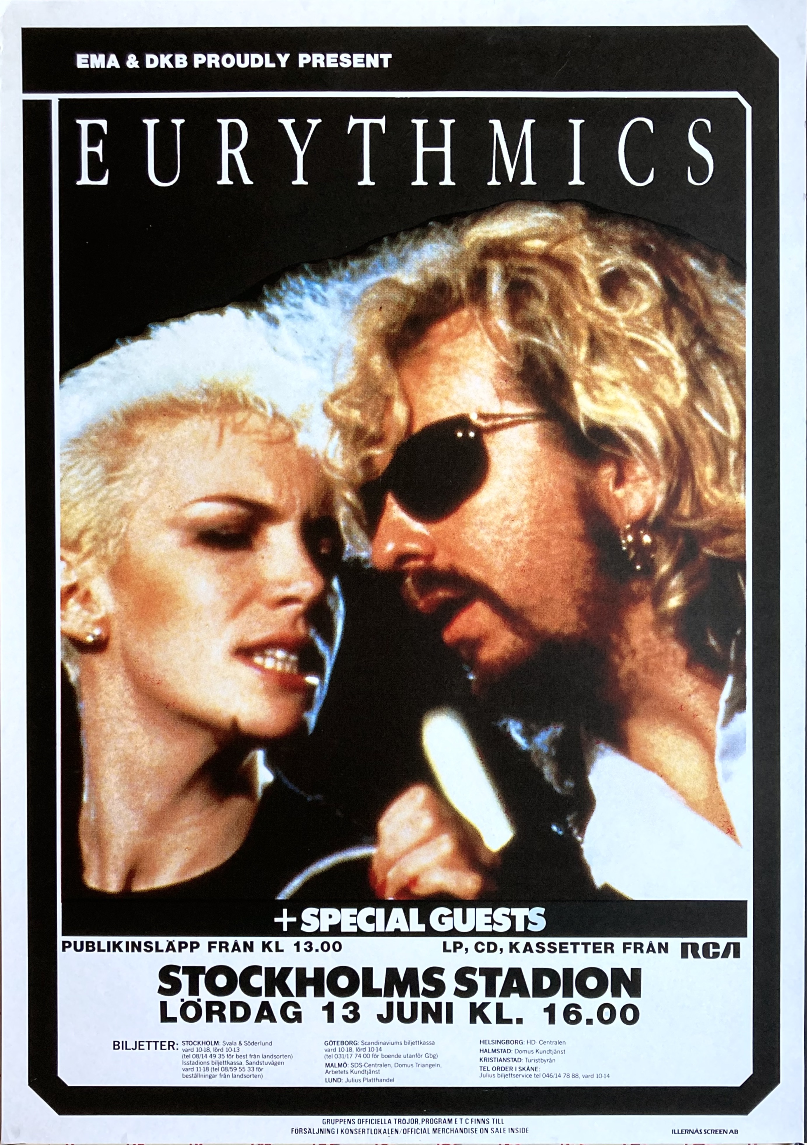 EURYTHMICS - Stockholm 13 Jun Konsertaffisch (1987)