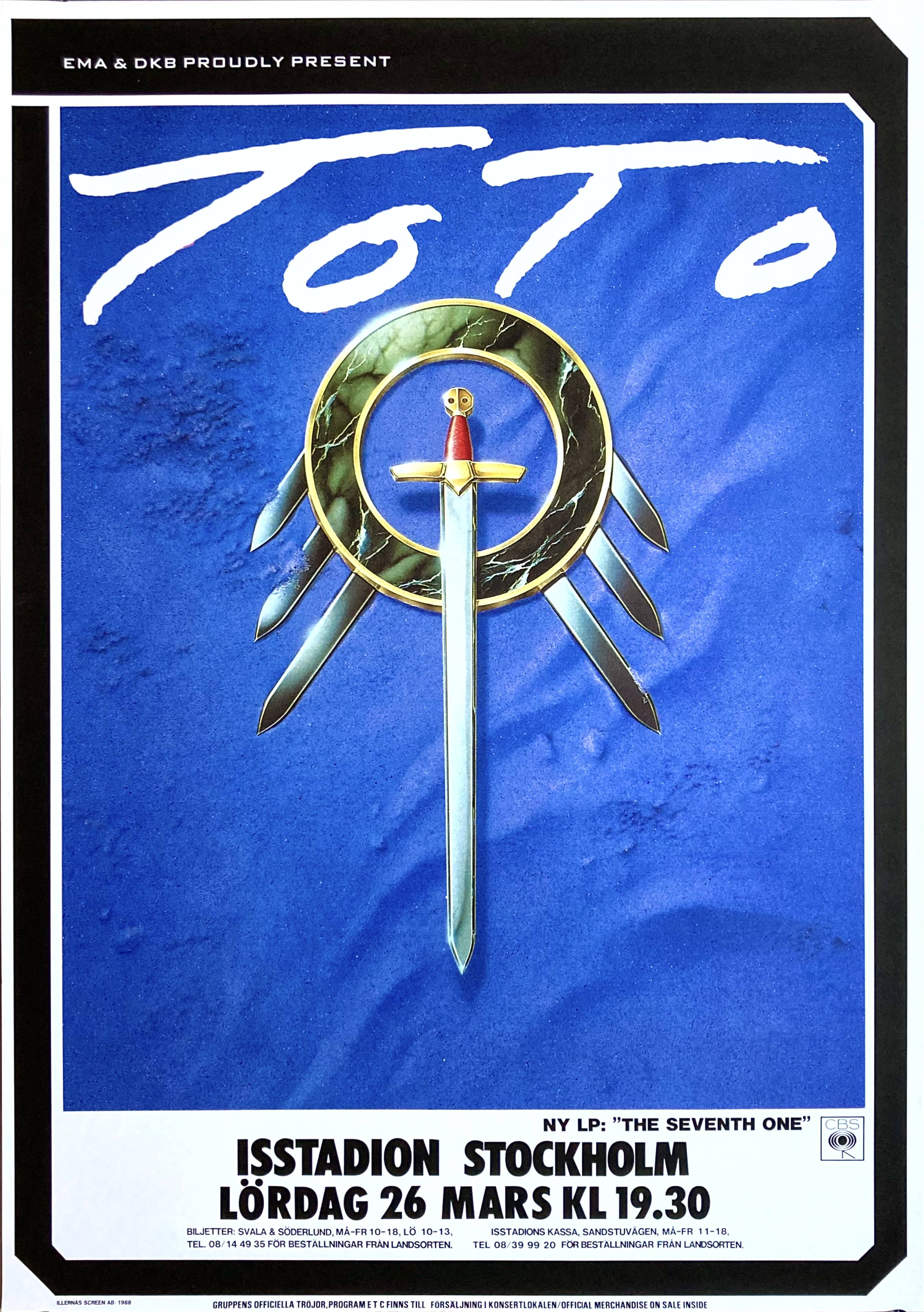 TOTO - Stockholm 26 Mar Konsertaffisch (1988)