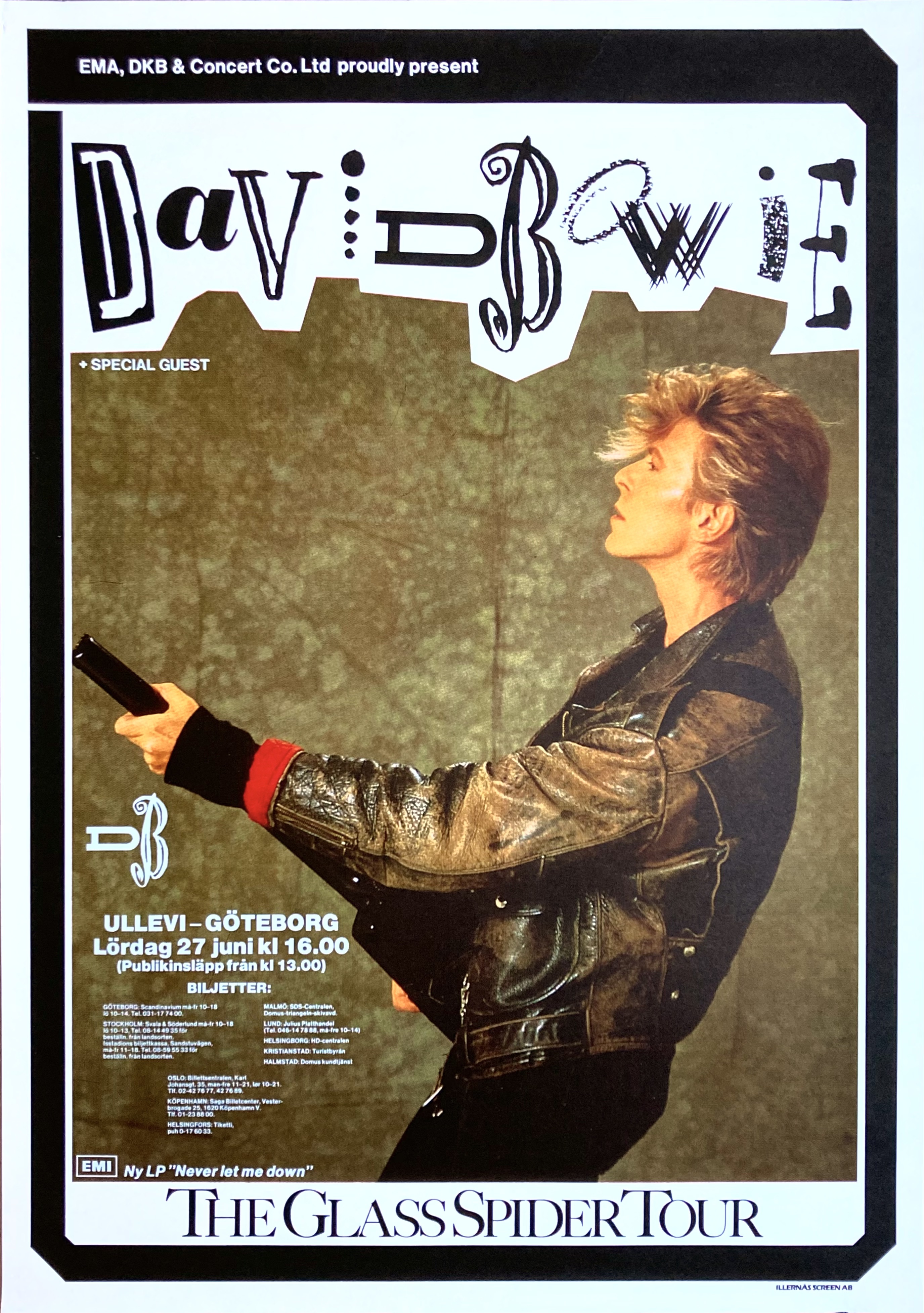DAVID BOWIE - Göteborg 27 Jun Konsertaffisch (1987)