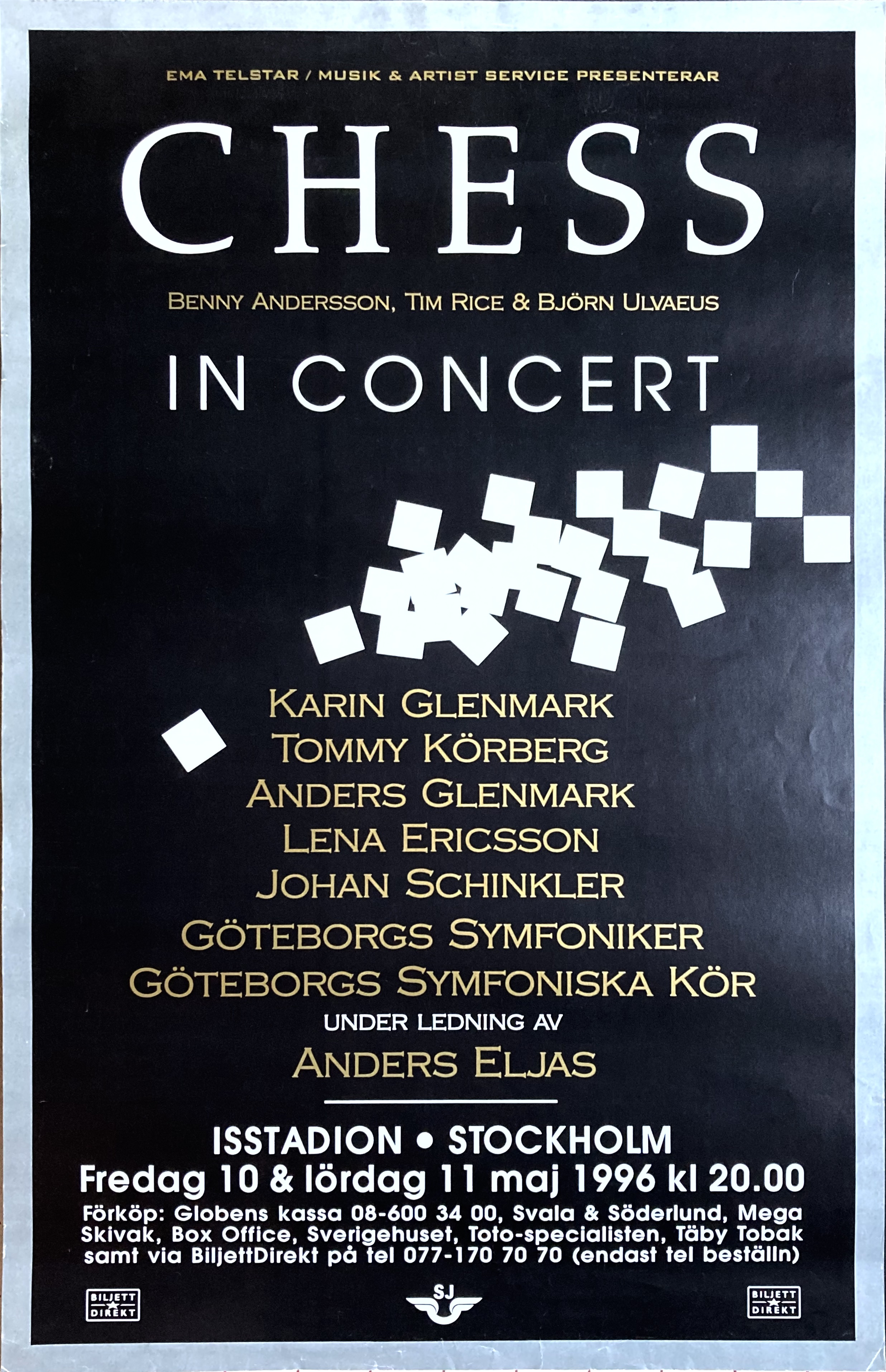 CHESS IN CONCERT - Stockholm 10+11 Maj Konsertaffisch (1996)