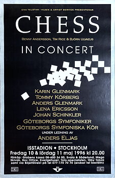 CHESS IN CONCERT - Stockholm 10+11 Maj Konsertaffisch (1996)