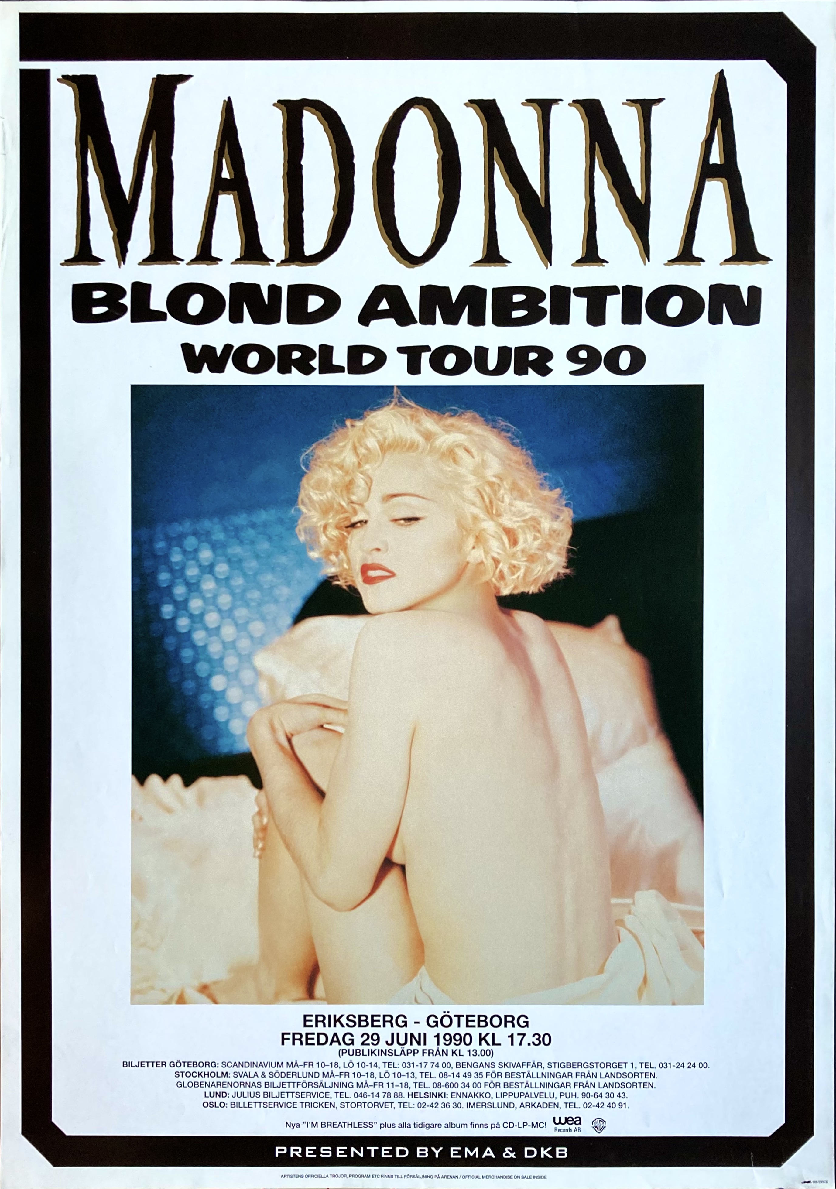 MADONNA - Göteborg 29 Jun Konsertaffisch (1990)
