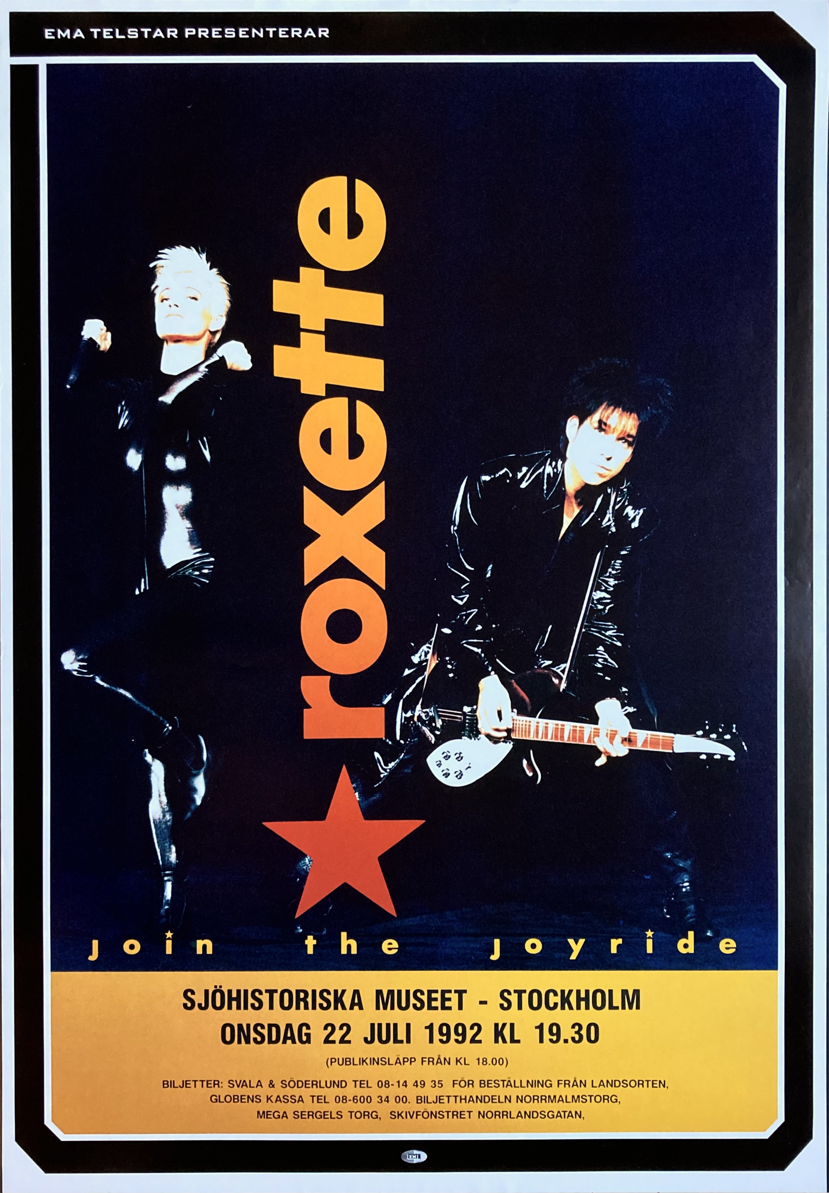 ROXETTE - Stockholm 22 Jul Konsertaffisch (1992)