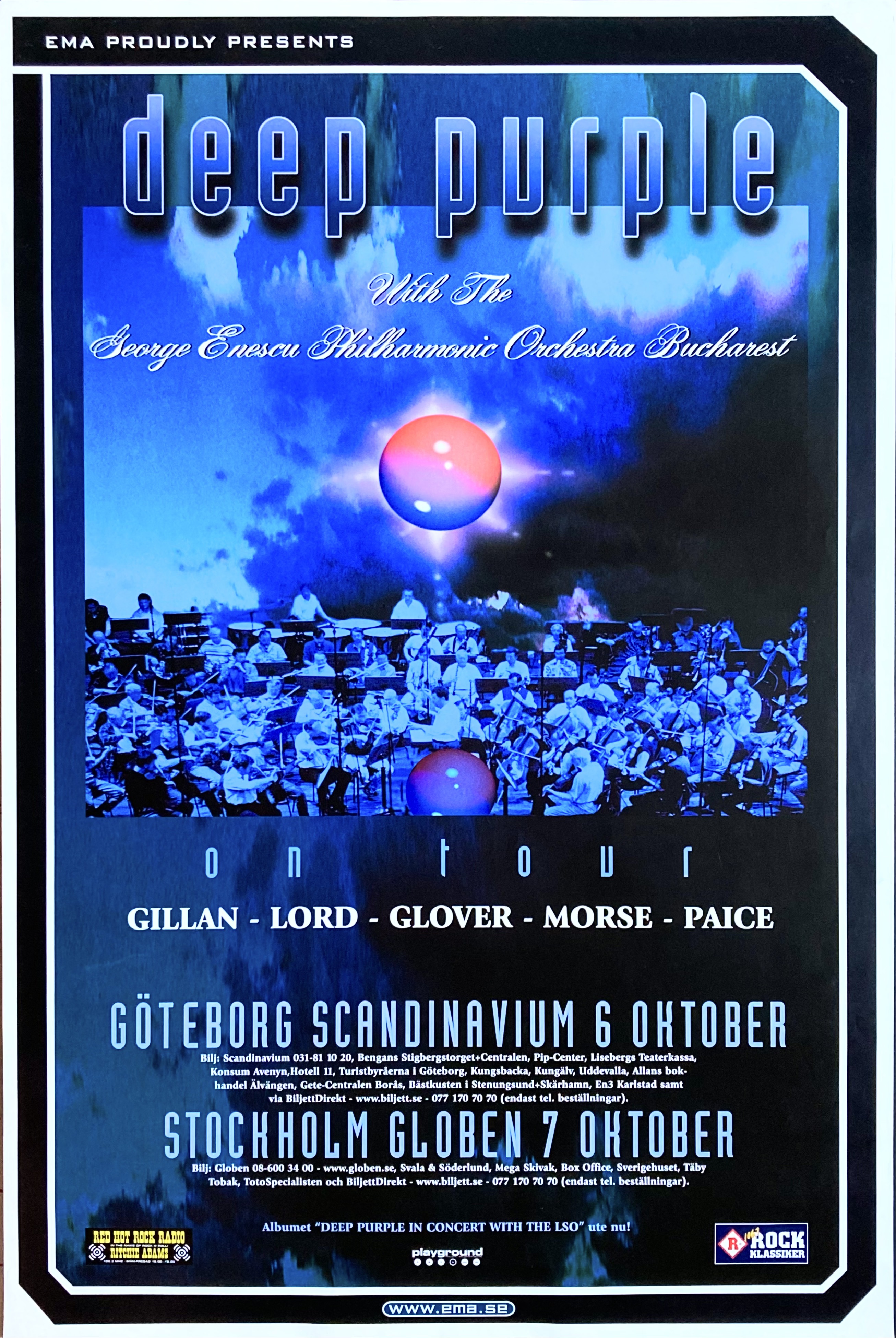 DEEP PURPLE - Göteborg + Stockholm  6+7 Okt Konsertaffisch (2000) 