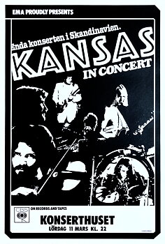 KANSAS - Stockholm 11 Mars Konsertaffisch (1978)