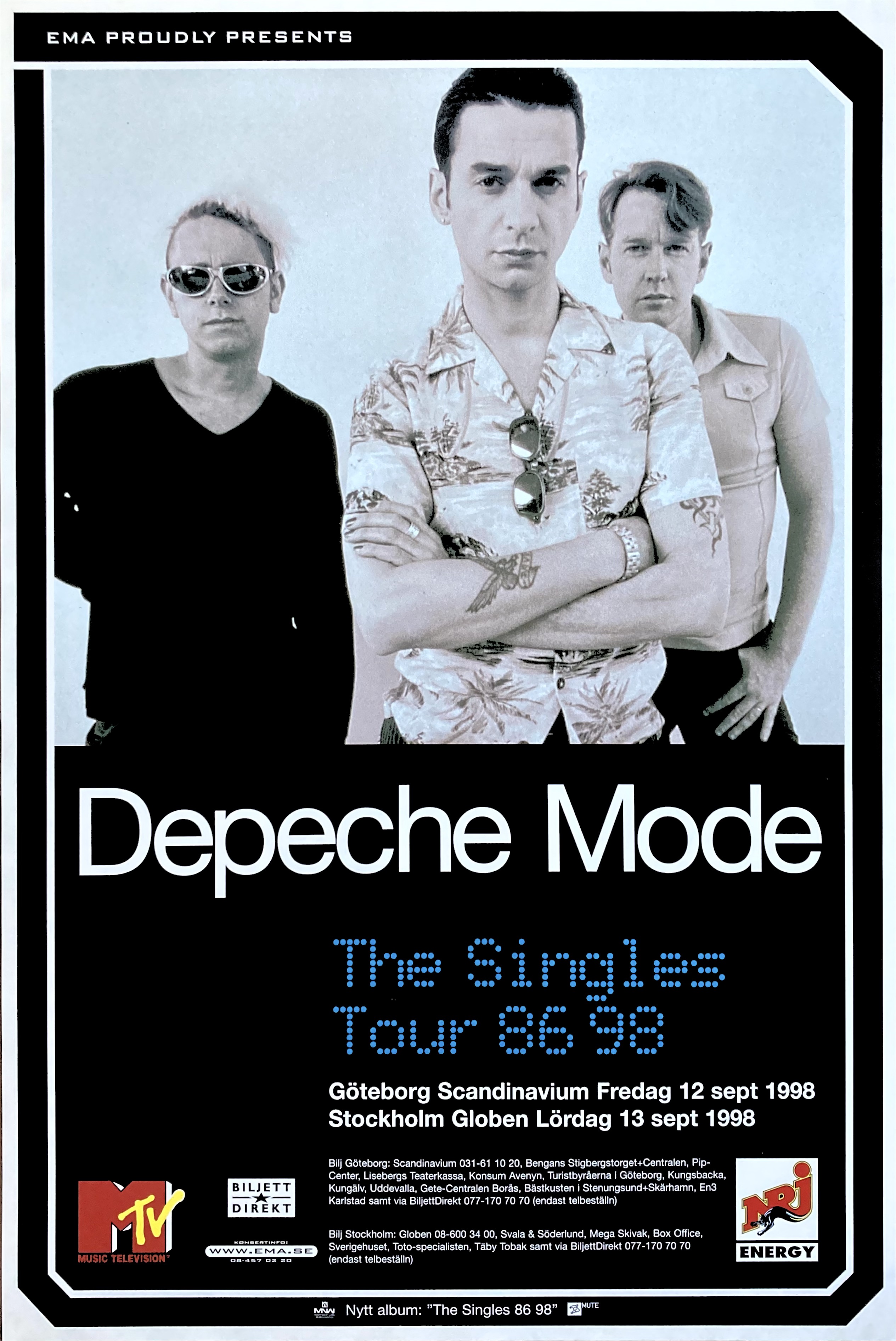 DEPECHE MODE - Gothenburg + Stockholm 12+13 Sep Concert poster (1998)