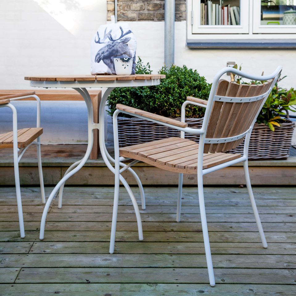 Stol Ellen teak / vit metall Cinas - 5