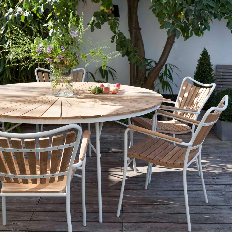 Stol Ellen teak / vit metall Cinas - 4