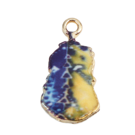 Charm   Enamel feather Blueyellow