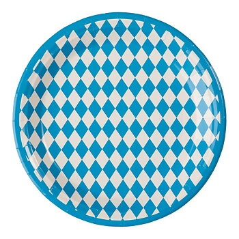 Papperstallrikar Oktoberfest blå och vita 23 cm 6-pack
