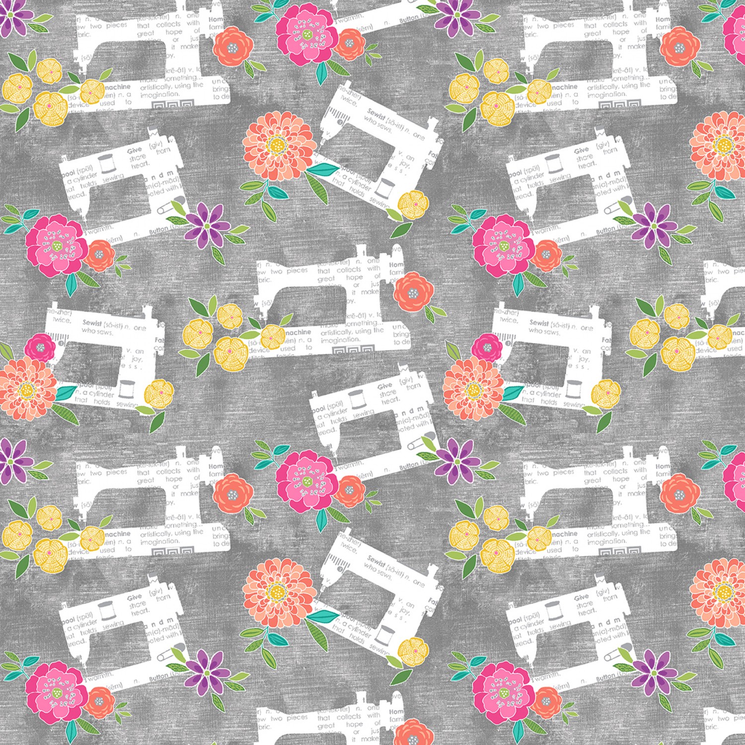 Sew Bloom - Grey Bind with Dreams - Textsymaskiner (30 x 110 cm)