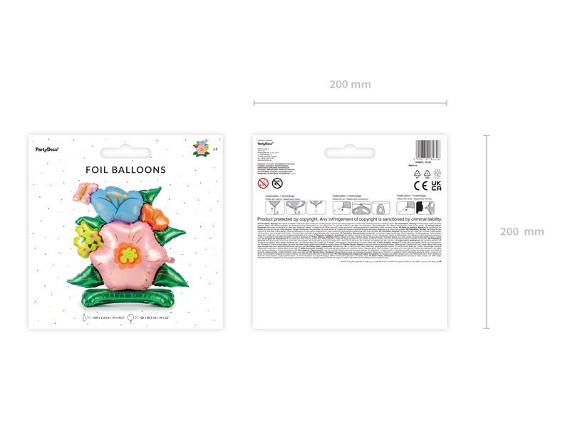 Standing foil balloon Flowers,100x116 cm, mix - 3