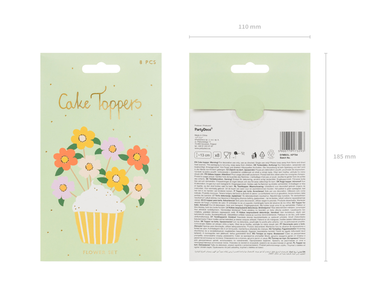 Cake toppers Flowers, mix, 13 cm - 4