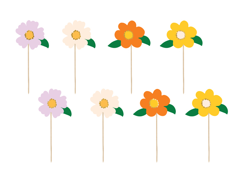 Cake toppers Flowers, mix, 13 cm
