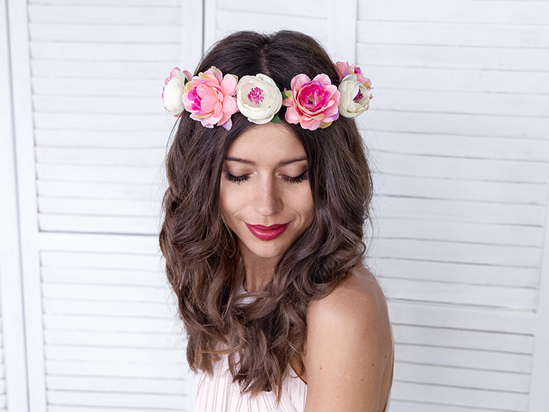 Blomkrans | Stora blommor | Rosa mix