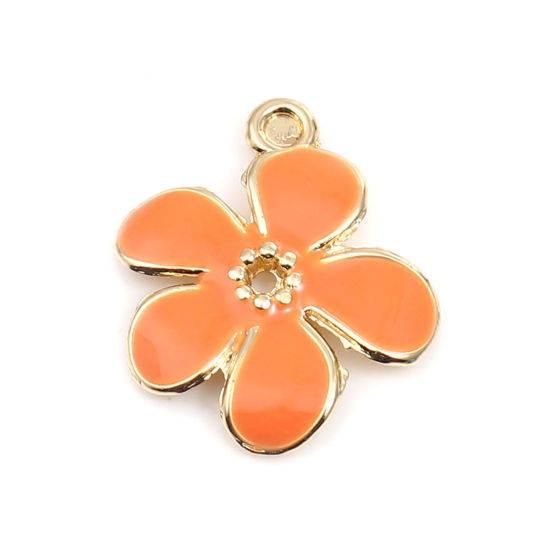 Berlock -  Emaljerad blomma, Orange