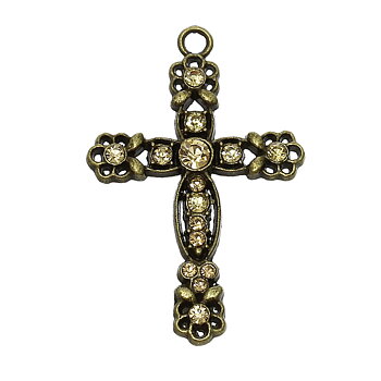 Charm   Cross rhinestones,   Bronze 