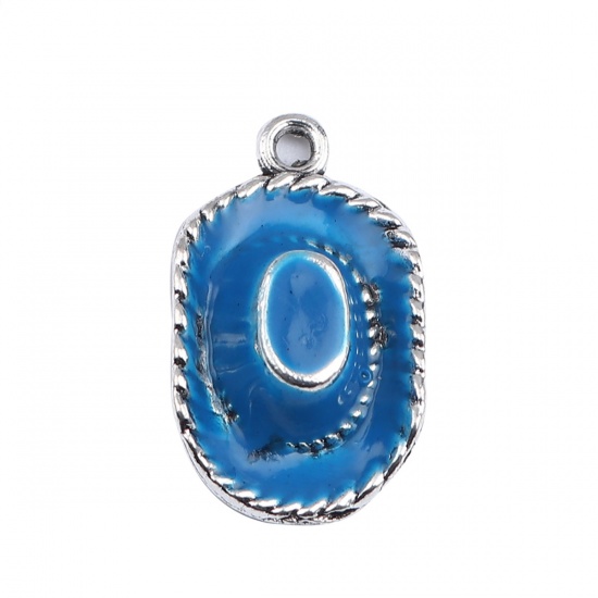 Charm -cowboy hat silver Blue